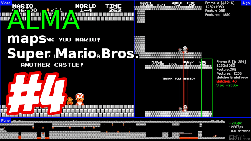 World 1-4 map of Super Mario Bros. for NES extracted by ALMA from a video gameplay