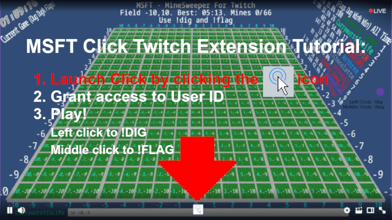 MSFT - MineSweeper For Twitch - Click Twitch Extension - Tutorial Step 1