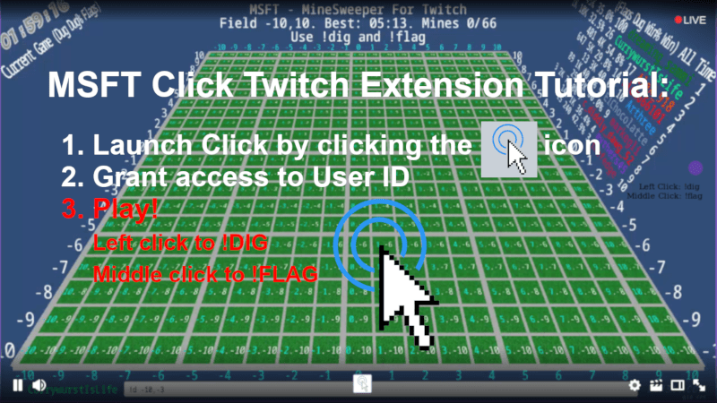 MSFT - MineSweeper For Twitch - Click Twitch Extension - Tutorial Step 3